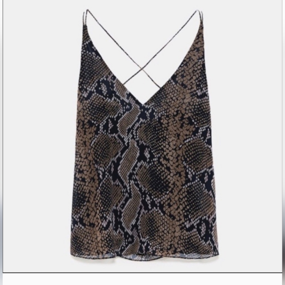 Zara Trf Snake Print Strappy Camisole Tank Top Sz XS NWOT - Picture 3 of 11